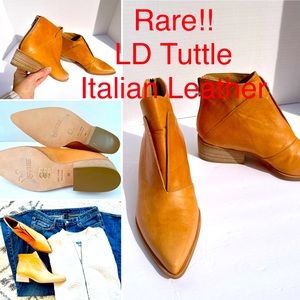 NWOT LEATHER BOOTIES TAN 7.5 LD TUTTLE POINTY